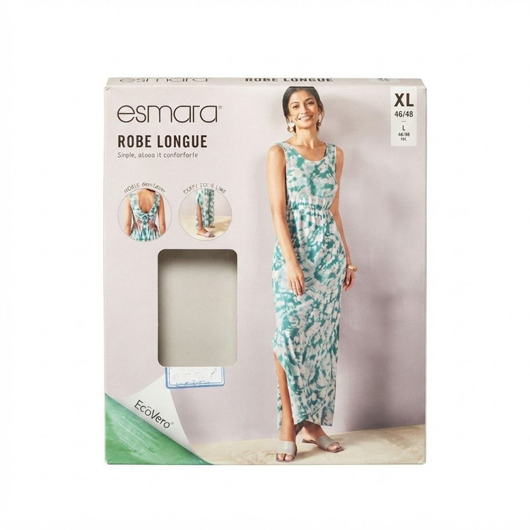 پیراهن ماکسی ساحلی پشت باز گره دار گلدار نخی آستین حلقه ای اسمارا سایز 46/48